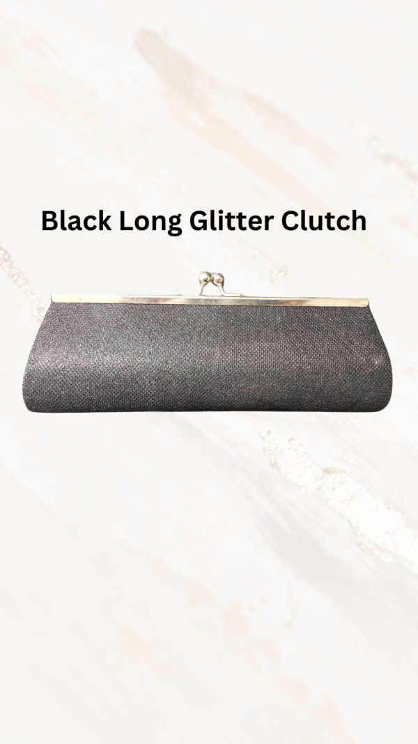 Black Long Glitter Clutch